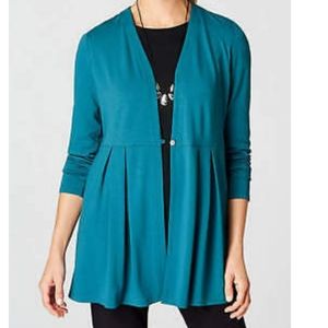 NWT J. Jill Wearever Pleated Peplum Cyan Jacket